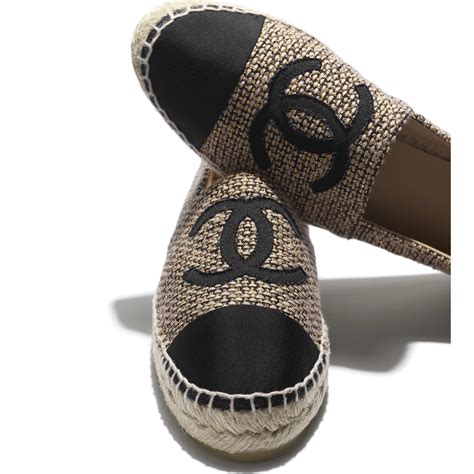 chanel tweed and grosgrain espadrilles|Chanel espadrille flats.